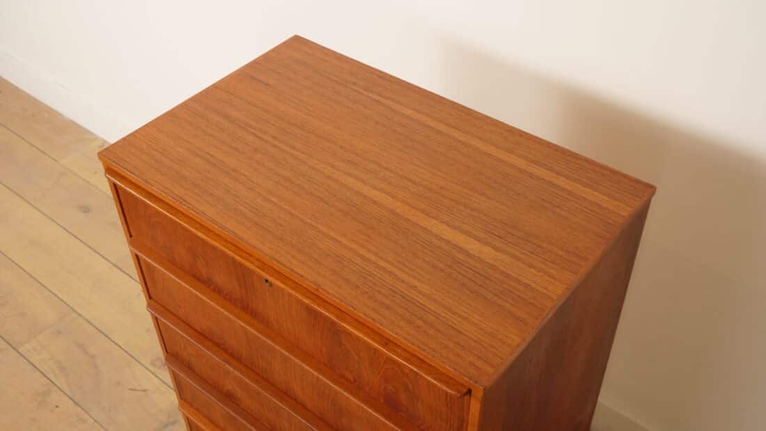 Vintage Deense Ladekast Teak 6 Lades 105 Cm