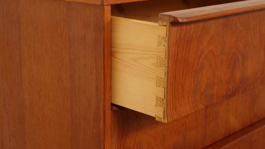 Vintage Deense Ladekast Teak 6 Lades 105 Cm