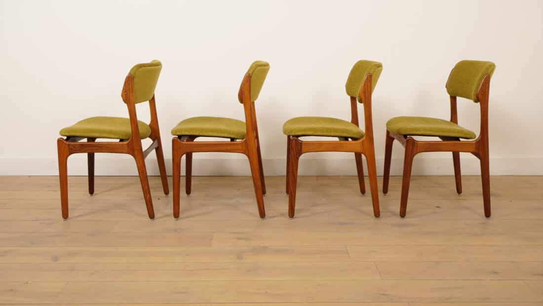 4 X Eetkamerstoelen Erik Buch Model 49 Palissander Opnieuw Gestoffeerd