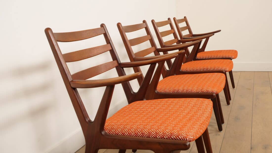 Set Van 4 Deense Teakhouten Eetkamerstoelen 1960s