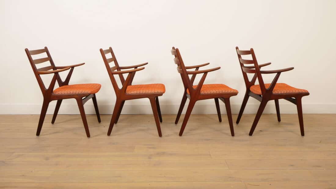 Set Van 4 Deense Teakhouten Eetkamerstoelen 1960s