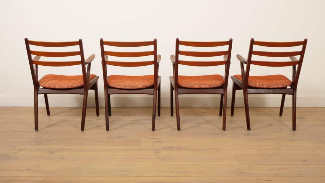 Set Van 4 Deense Teakhouten Eetkamerstoelen 1960s