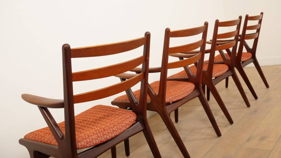Set Van 4 Deense Teakhouten Eetkamerstoelen 1960s