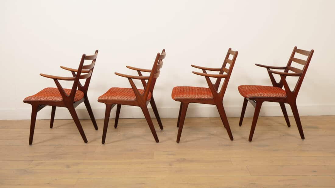 Set Van 4 Deense Teakhouten Eetkamerstoelen 1960s