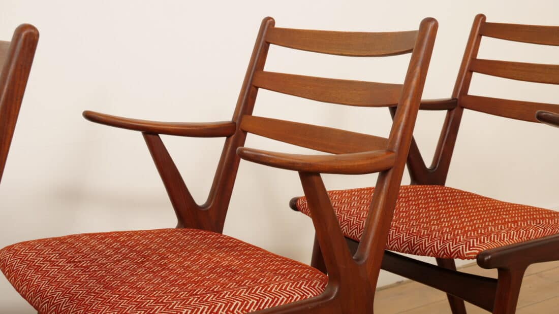 Set Van 4 Deense Teakhouten Eetkamerstoelen 1960s