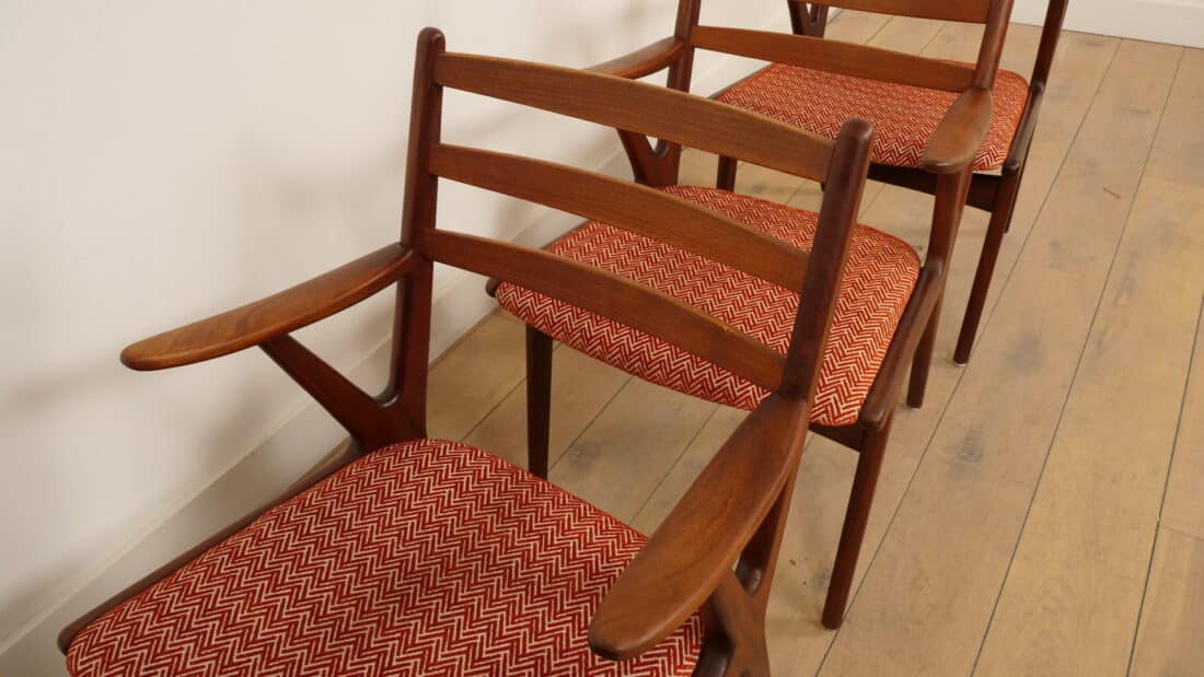 Set Van 4 Deense Teakhouten Eetkamerstoelen 1960s