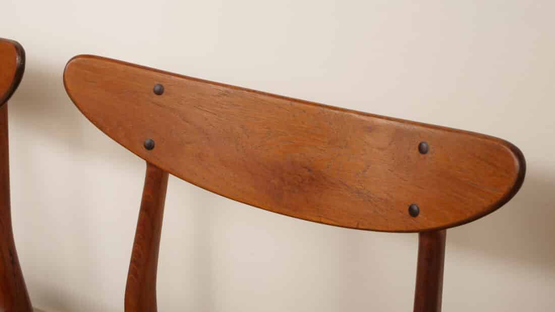 4 X Eetkamerstoel Teak Opnieuw Gestoffeerd