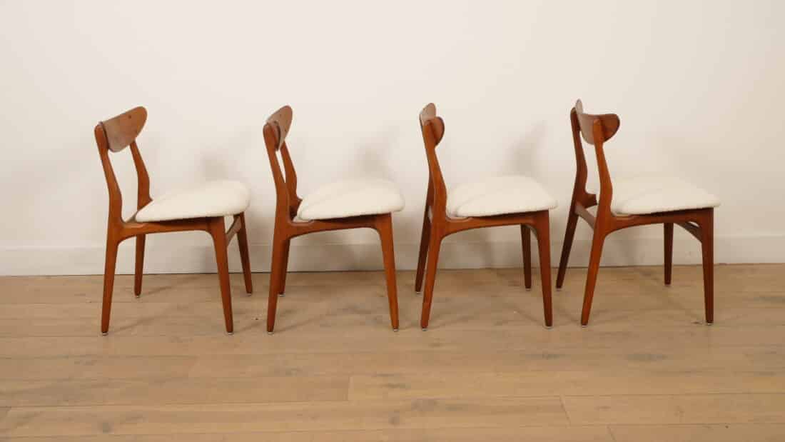 4 X Eetkamerstoel Teak Opnieuw Gestoffeerd