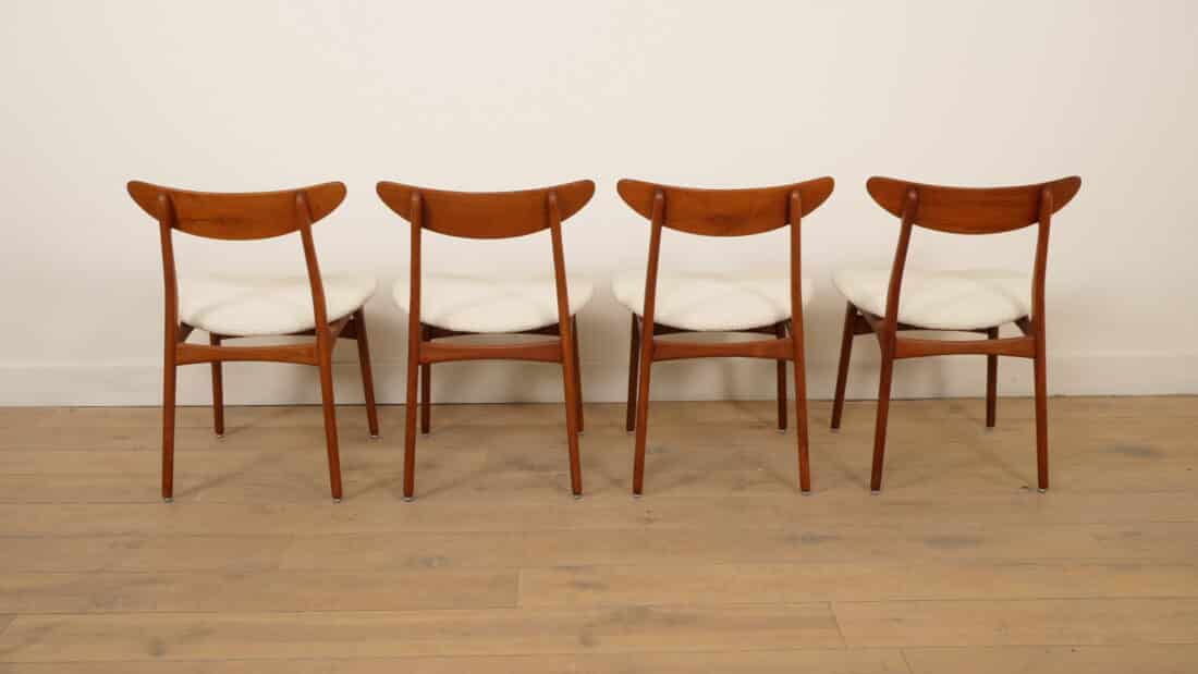 4 X Eetkamerstoel Teak Opnieuw Gestoffeerd