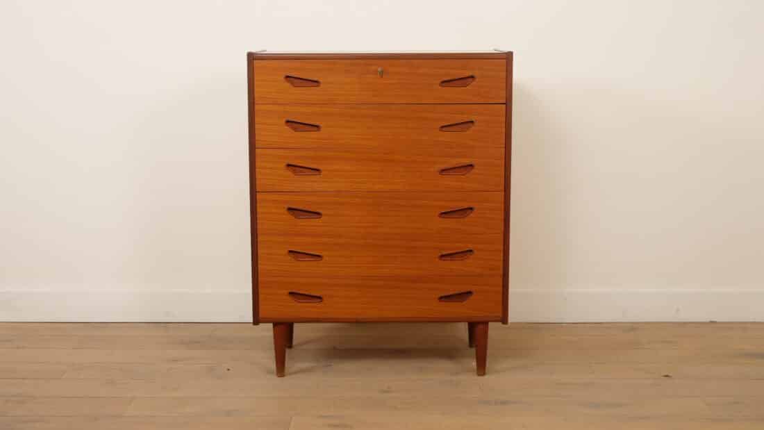 Vintage Deense Ladekast Teak 6 Lades 109 Cm Vintage Deense Ladekast Teak 6 Lades 109 Cm