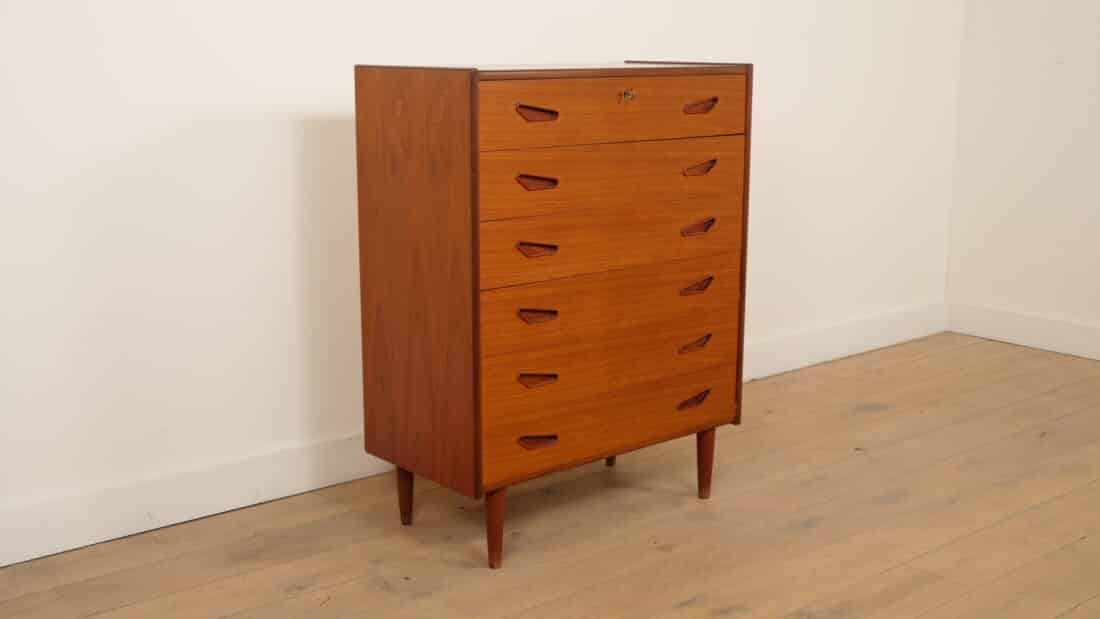 Vintage Deense Ladekast Teak 6 Lades 109 Cm Vintage Deense Ladekast Teak 6 Lades 109 Cm