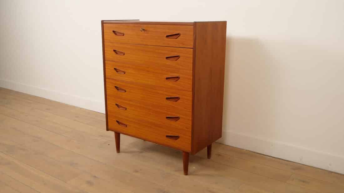 Vintage Deense Ladekast Teak 6 Lades 109 Cm Vintage Deense Ladekast Teak 6 Lades 109 Cm