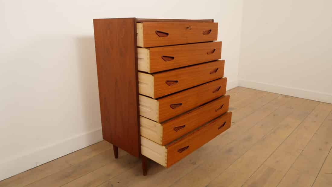 Vintage Deense Ladekast Teak 6 Lades 109 Cm Vintage Deense Ladekast Teak 6 Lades 109 Cm