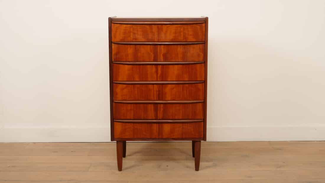 Vintage Deense Ladekast Teak 6 Lades 105 Cm Vintage Deense Ladekast Teak 6 Lades 105 Cm