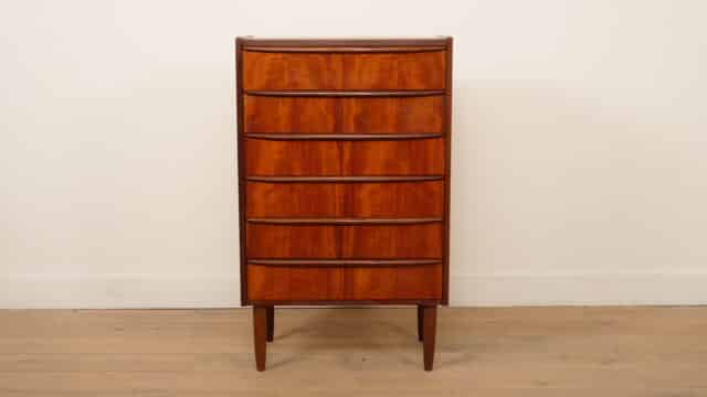 Vintage Deense Ladekast Teak 6 Lades 105 Cm