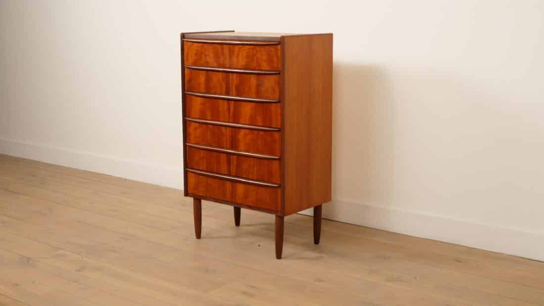 Vintage Deense Ladekast Teak 6 Lades 105 Cm Vintage Deense Ladekast Teak 6 Lades 105 Cm