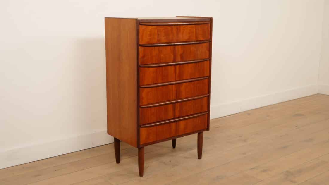 Vintage Deense Ladekast Teak 6 Lades 105 Cm Vintage Deense Ladekast Teak 6 Lades 105 Cm