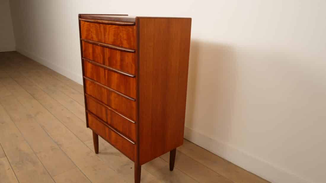 Vintage Deense Ladekast Teak 6 Lades 105 Cm Vintage Deense Ladekast Teak 6 Lades 105 Cm