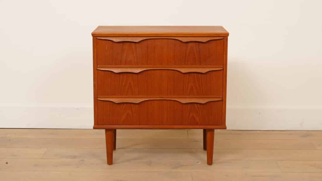 Vintage Ladekast 3 Lades Teak