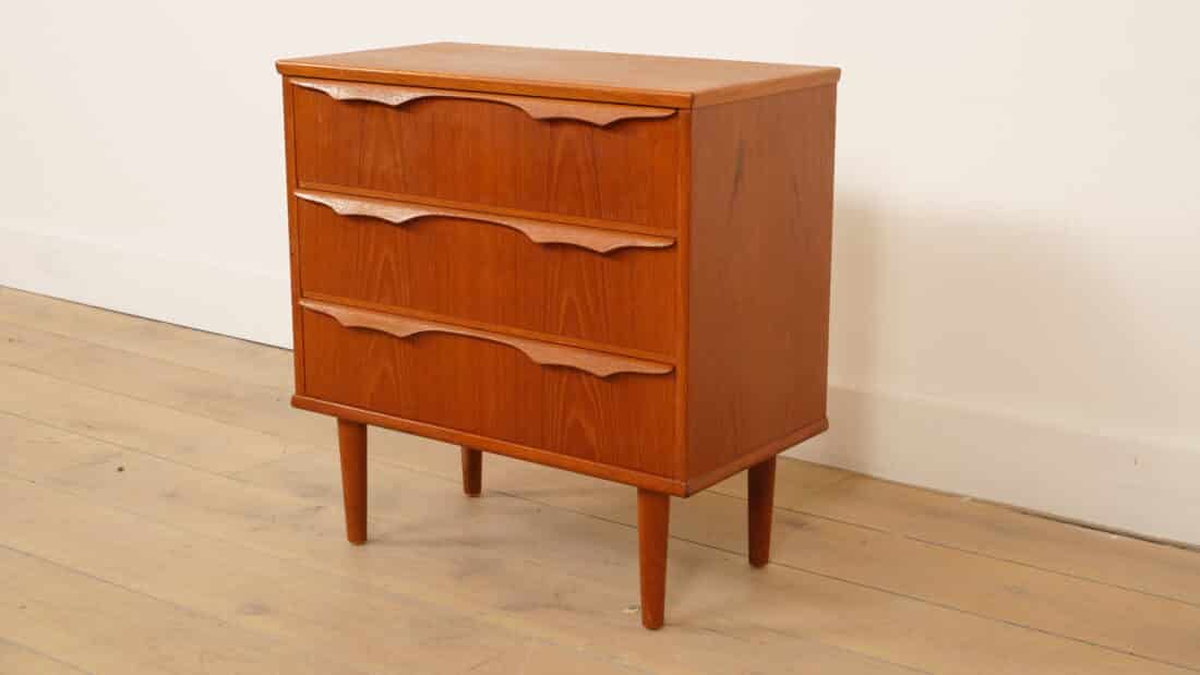 Vintage Ladekast 3 Lades Teak