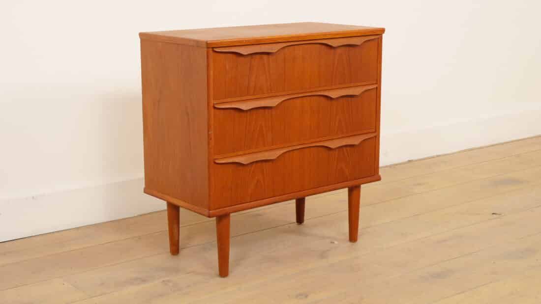 Vintage Ladekast 3 Lades Teak