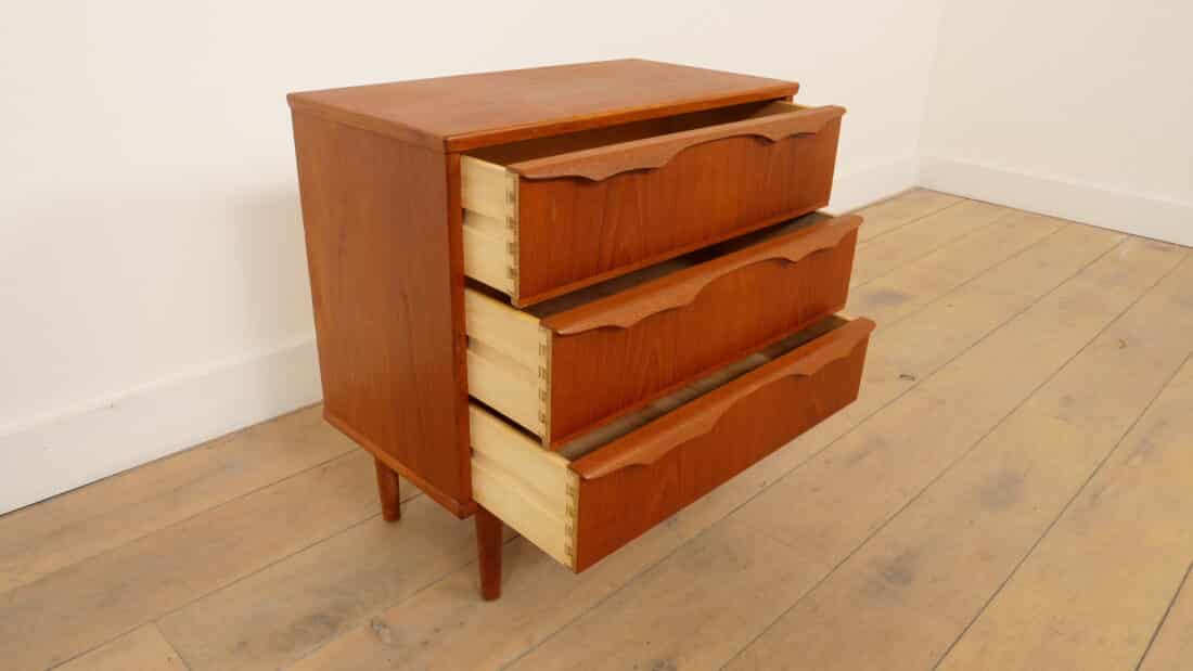 Vintage Ladekast 3 Lades Teak