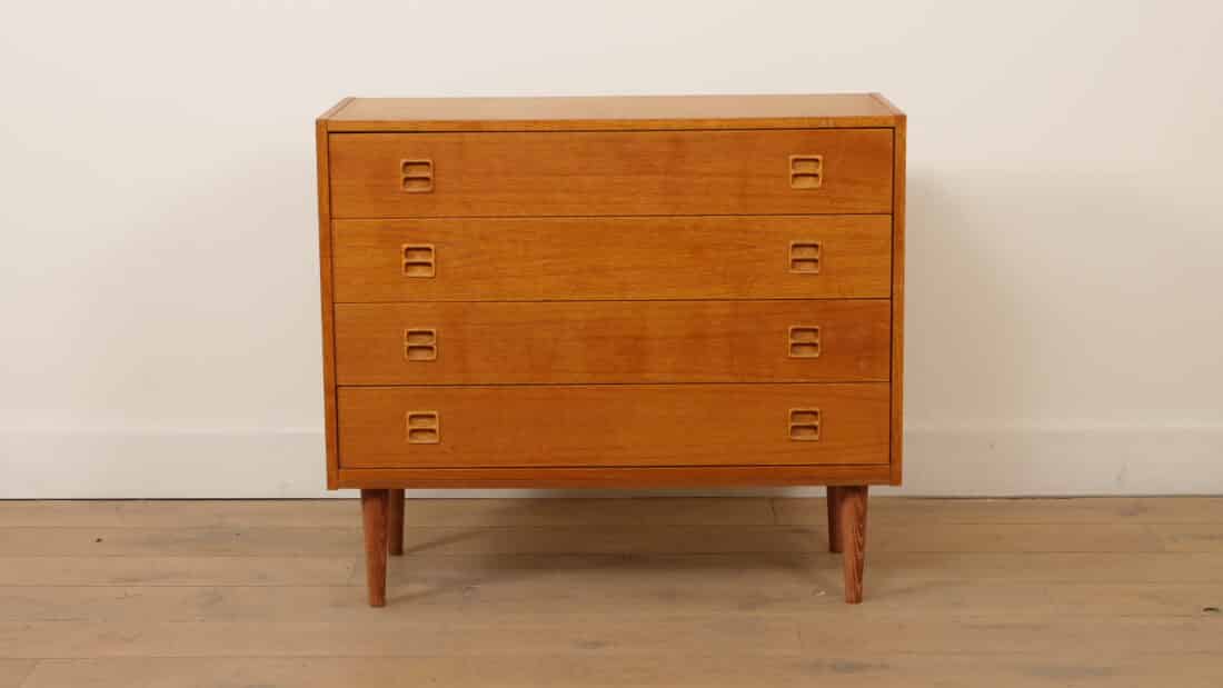 Vintage Deense Ladekast 4 Lades Teak