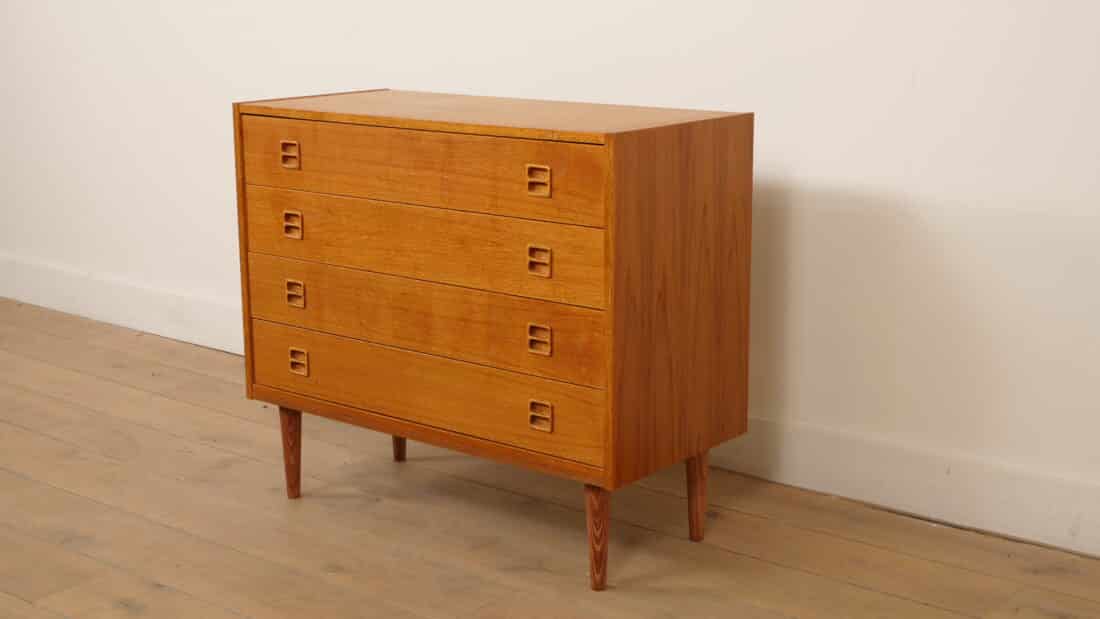 Vintage Deense Ladekast 4 Lades Teak
