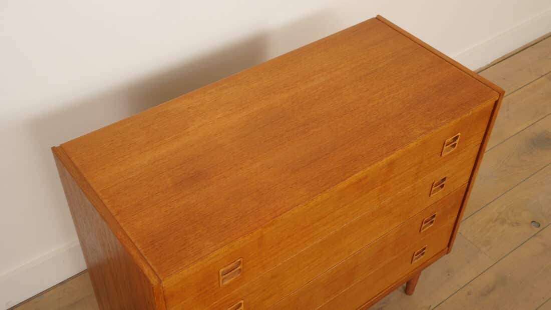 Vintage Deense Ladekast 4 Lades Teak