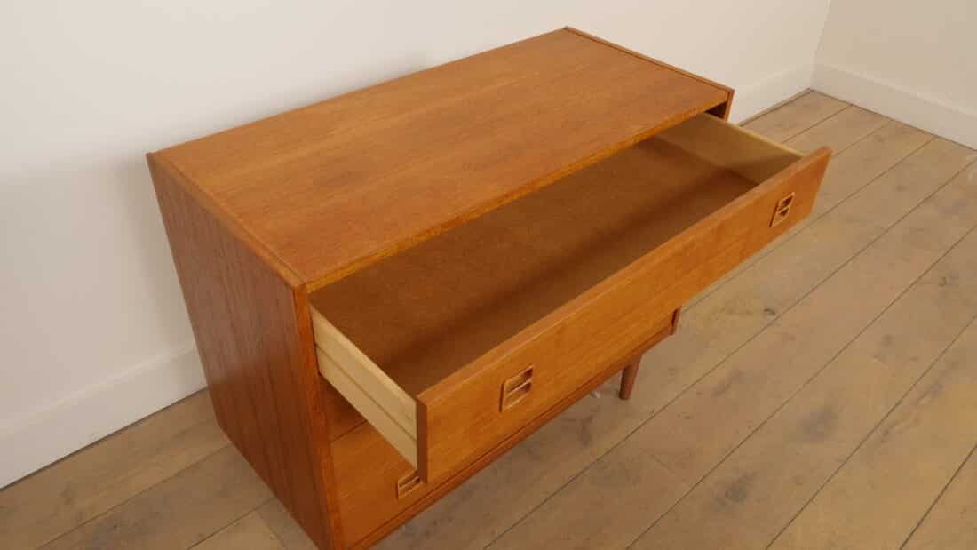 Vintage Deense Ladekast 4 Lades Teak