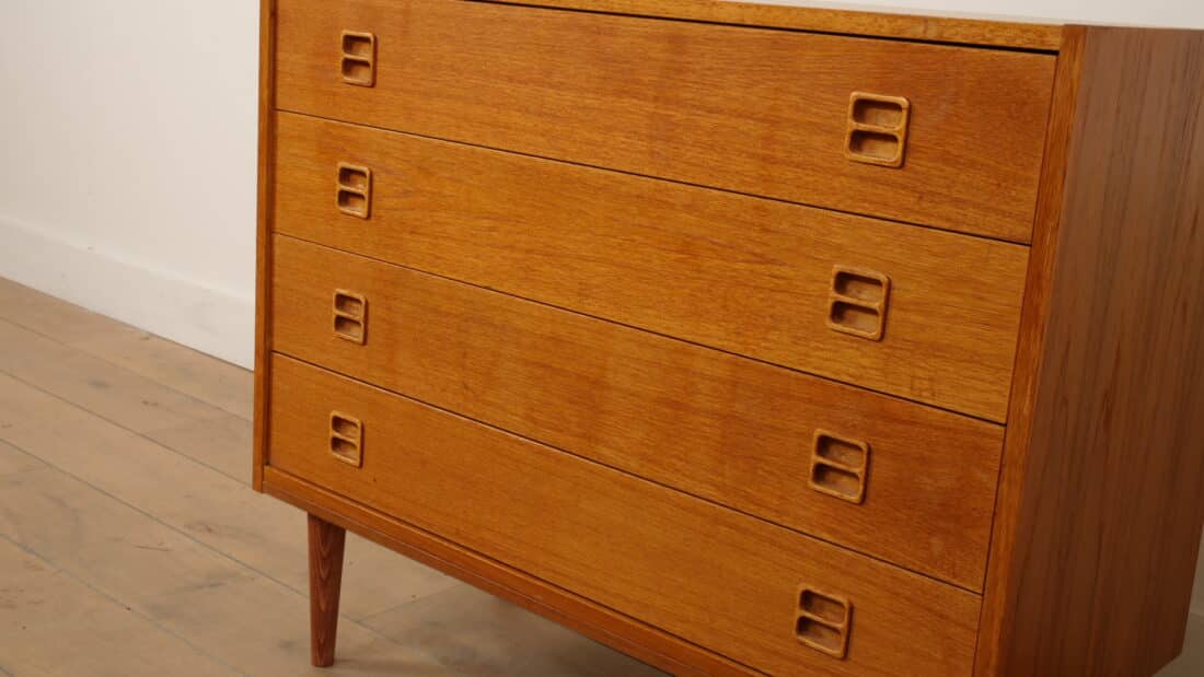 Vintage Deense Ladekast 4 Lades Teak