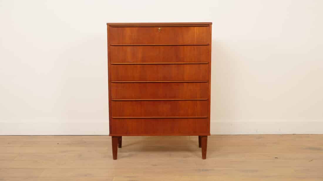 Vintage Deense Ladekast Teak 6 Lades 106 Cm Vintage Deense Ladekast Teak 6 Lades 106 Cm