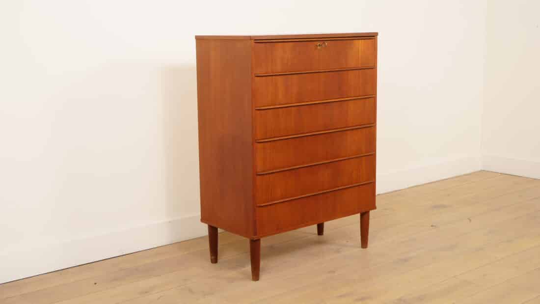 Vintage Deense Ladekast Teak 6 Lades 106 Cm Vintage Deense Ladekast Teak 6 Lades 106 Cm