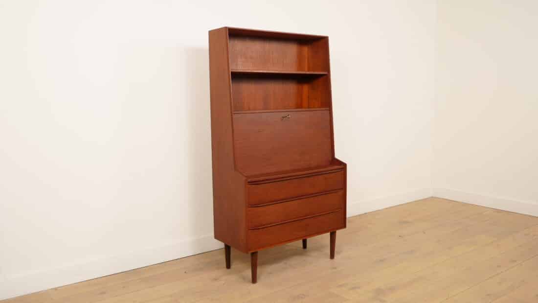 Vintage Deense Boekenkast Secretaire Teak 1960s Vintage Deense Boekenkast Secretaire Teak 1960s