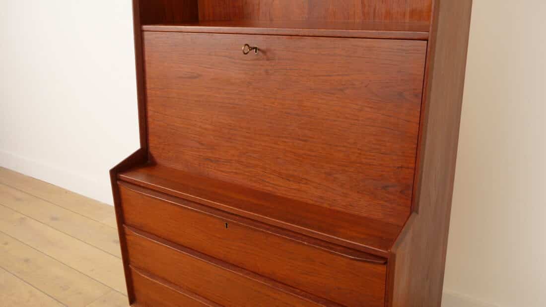 Vintage Deense Boekenkast Secretaire Teak 1960s Vintage Deense Boekenkast Secretaire Teak 1960s