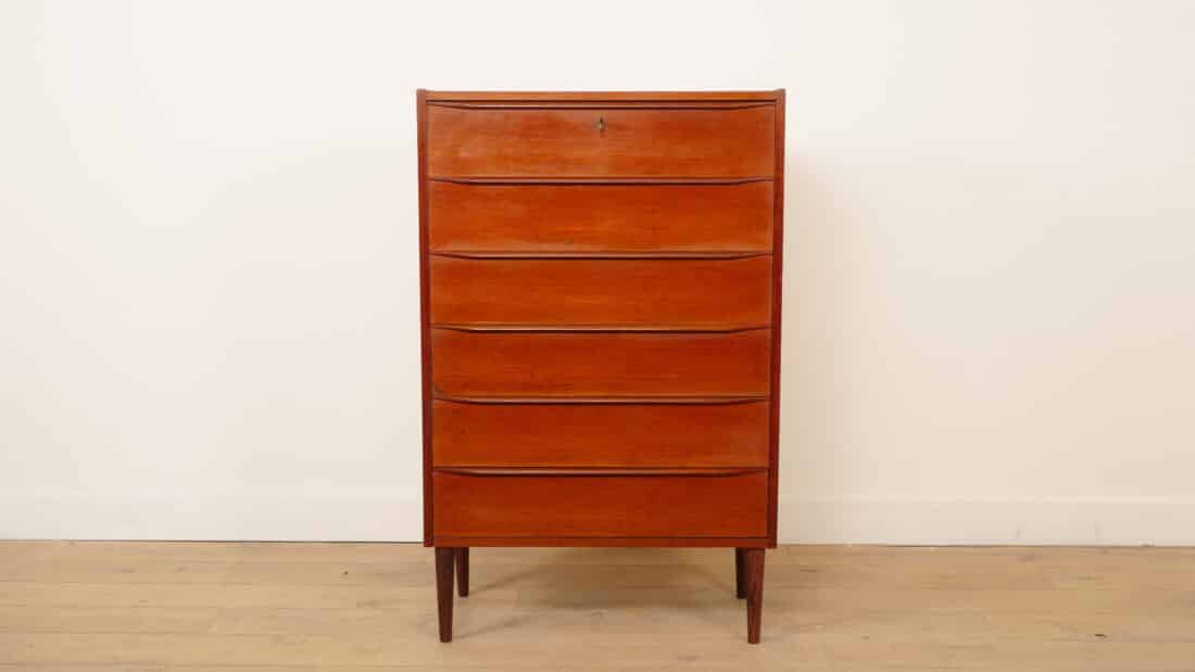 Vintage Deense Ladekast Teak 6 Lades 123 Cm Vintage Deense Ladekast Teak 6 Lades 123 Cm