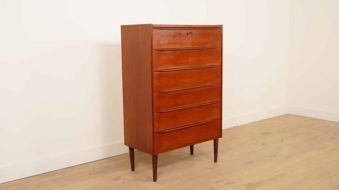 Vintage Deense Ladekast Teak 6 Lades 123 Cm Vintage Deense Ladekast Teak 6 Lades 123 Cm