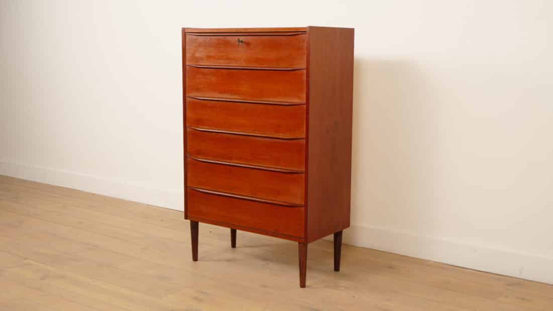 Vintage Deense Ladekast Teak 6 Lades 123 Cm Vintage Deense Ladekast Teak 6 Lades 123 Cm