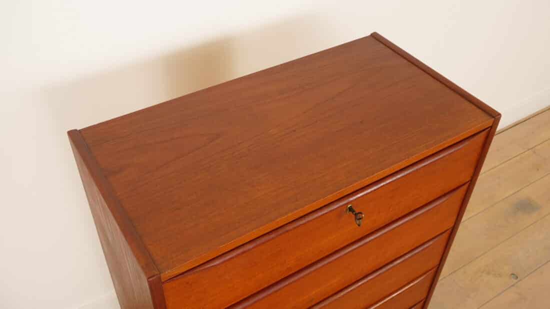 Vintage Deense Ladekast Teak 6 Lades 123 Cm Vintage Deense Ladekast Teak 6 Lades 123 Cm