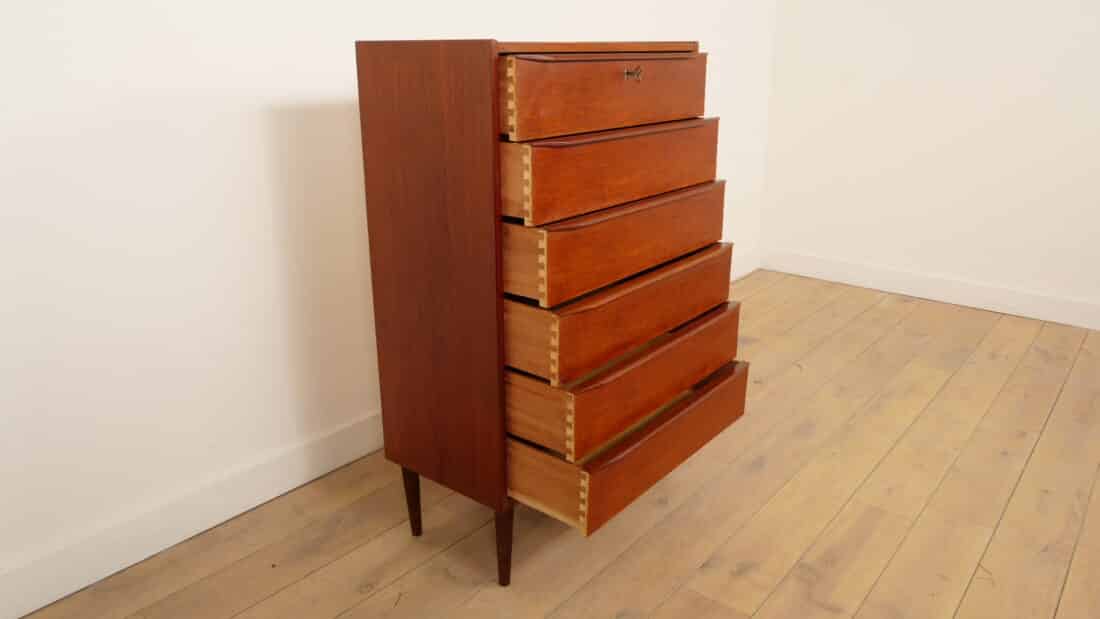 Vintage Deense Ladekast Teak 6 Lades 123 Cm Vintage Deense Ladekast Teak 6 Lades 123 Cm