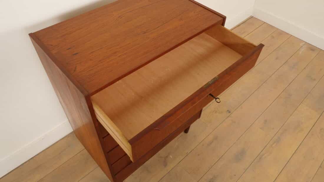 Vintage Deense Ladekast Teak 6 Lades 100 Cm
