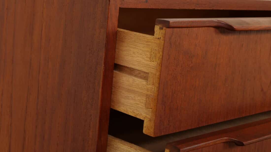 Vintage Deense Ladekast Teak 6 Lades 100 Cm