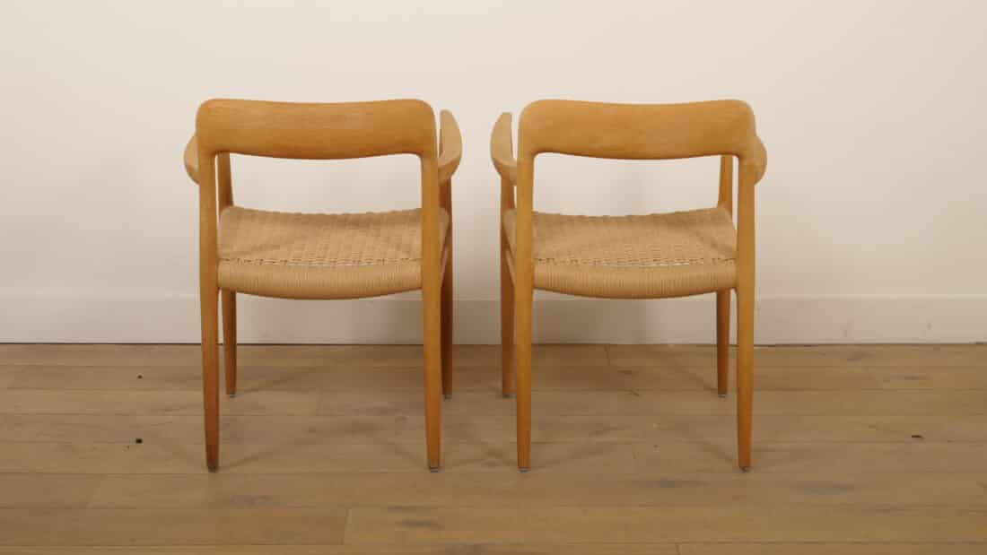 2 X Niels Otto Moller Eetkamerstoelen Model 56 Eiken Gerestaureerd