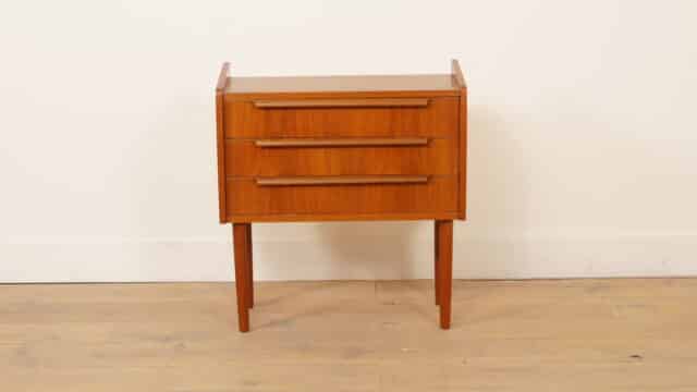 Vintage Ladekast 3 Lades Nachtkastje Teak