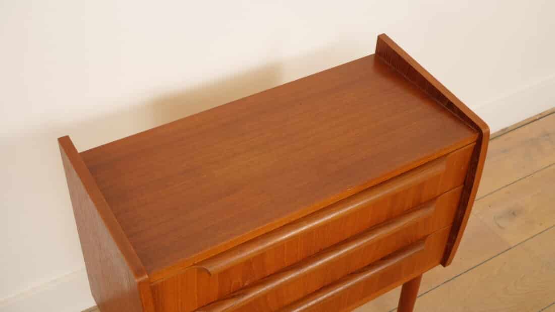 Vintage Ladekast 3 Lades Nachtkastje Teak