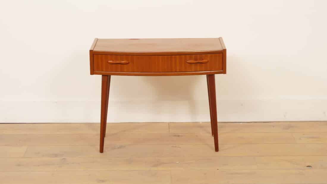 Vintage Teakhouten Bijzettafel Met Lade Nachtkastje 1960s