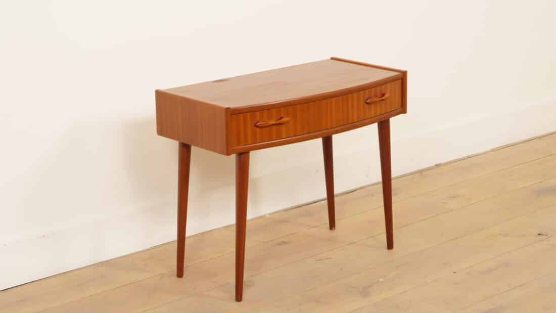 Vintage Teakhouten Bijzettafel Met Lade Nachtkastje 1960s
