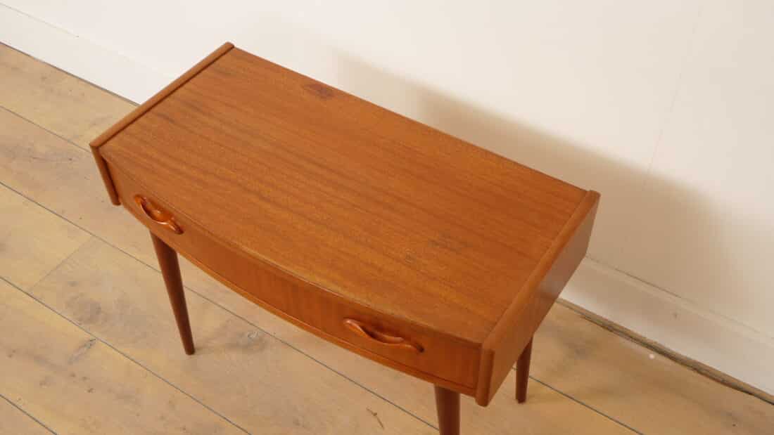 Vintage Teakhouten Bijzettafel Met Lade Nachtkastje 1960s