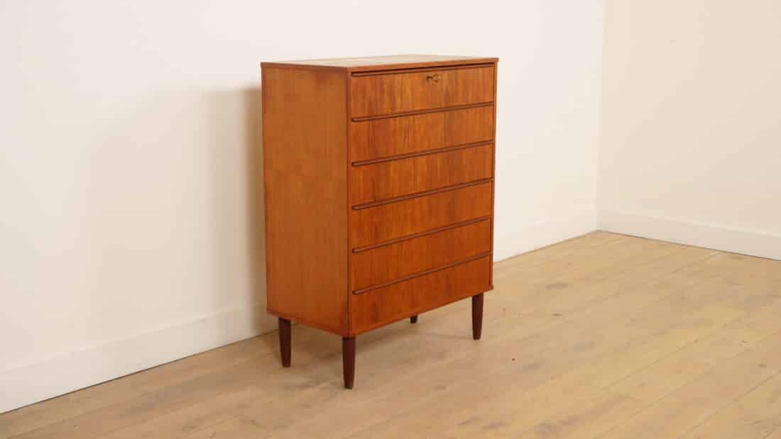 Vintage Deense Ladekast Teak 6 Lades 106 Cm Vintage Deense Ladekast Teak 6 Lades 106 Cm