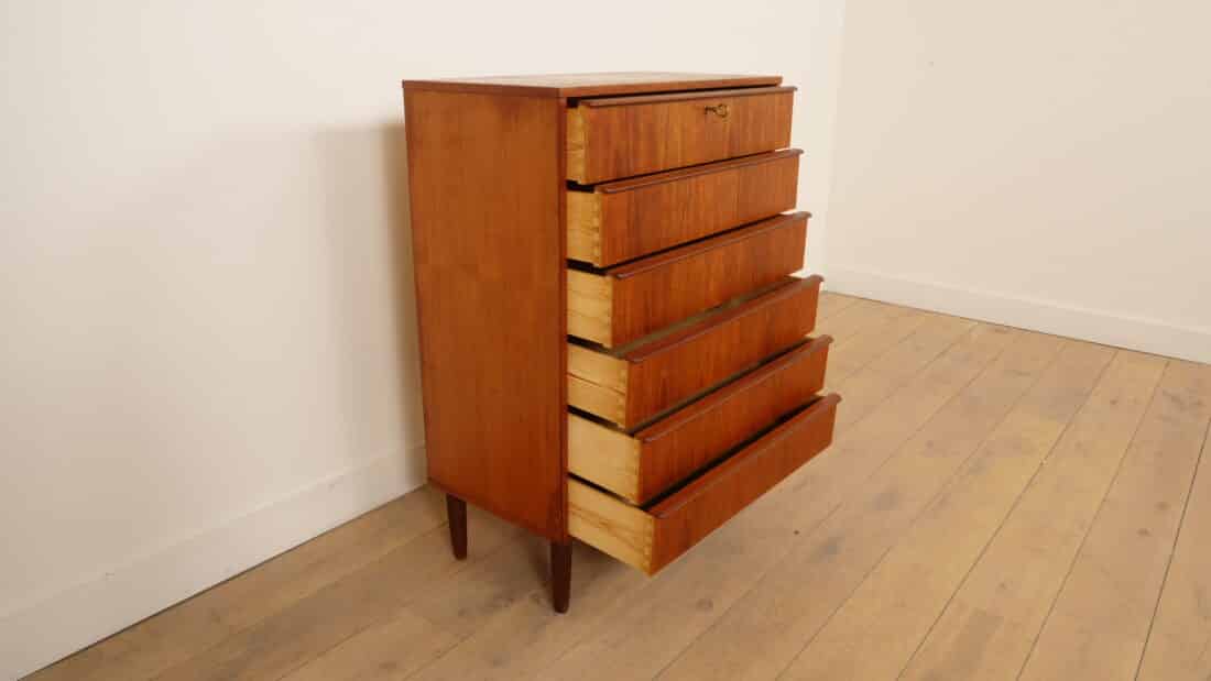 Vintage Deense Ladekast Teak 6 Lades 106 Cm Vintage Deense Ladekast Teak 6 Lades 106 Cm